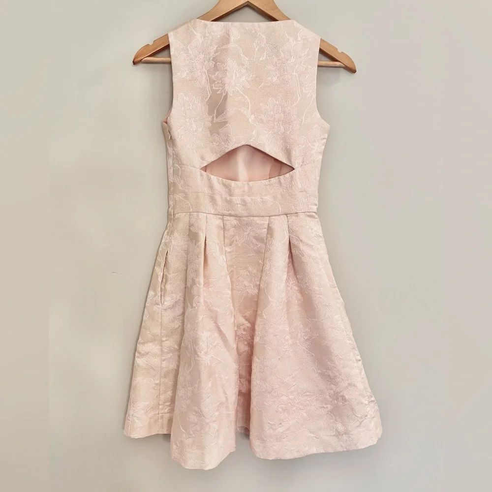 Light Pink Elegant Floral Textured Dress with pockets - Picture 10 of 12